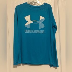 Blue Under Armour heat gear girls long sleeve shirt size small
